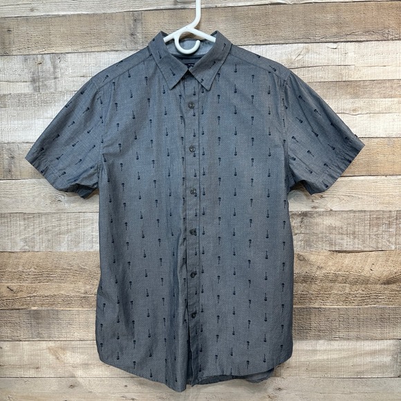 Ben Sherman Other - Ben Sherman Mens Navy Dotted Guitar Short Sleeve Button Down Shirt Size Small